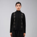 PETRONAS Women’s Diamond-Pattern Sweater - Black