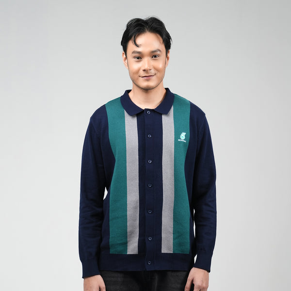 PETRONAS Long Sleeve Cardi Polo - Navy