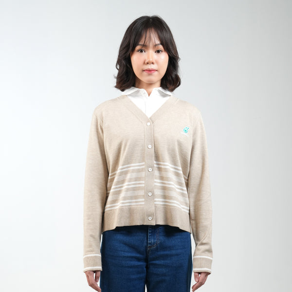 PETRONAS Women's Striped Cardigan - Beige