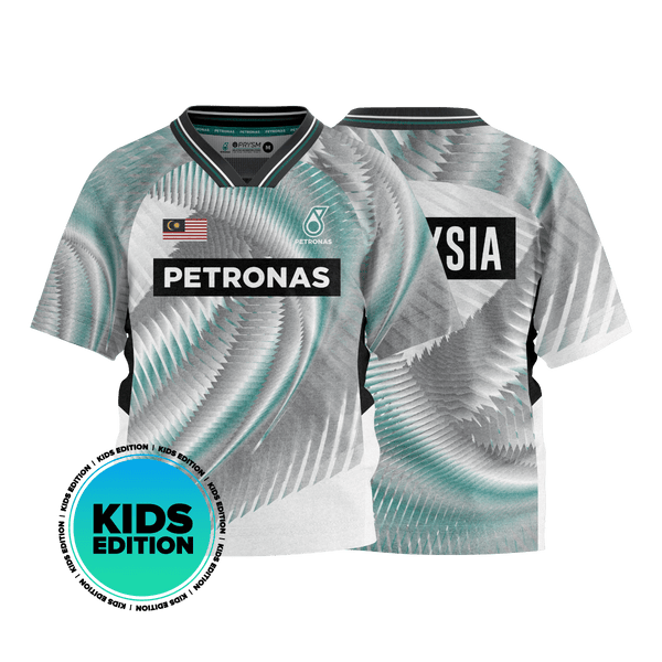 PETRONAS Shuttlehearts Silversmash Kids Jersey - Silver/Green