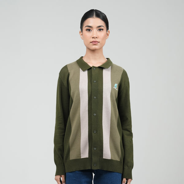 PETRONAS Long Sleeve Cardi Polo - Olive