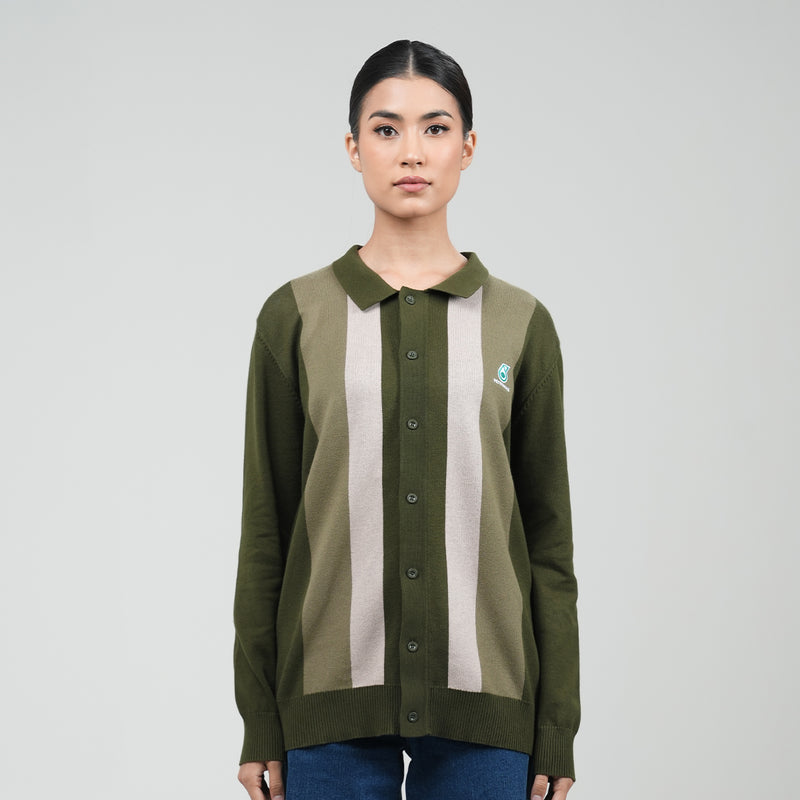 PETRONAS Long Sleeve Cardi Polo - Olive