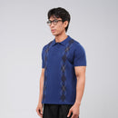 PETRONAS Men’s Diamond-Pattern Polo - Navy