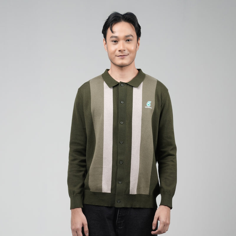 PETRONAS Long Sleeve Cardi Polo - Olive