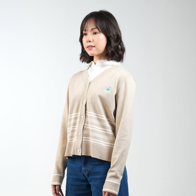 PETRONAS Women's Striped Cardigan - Beige