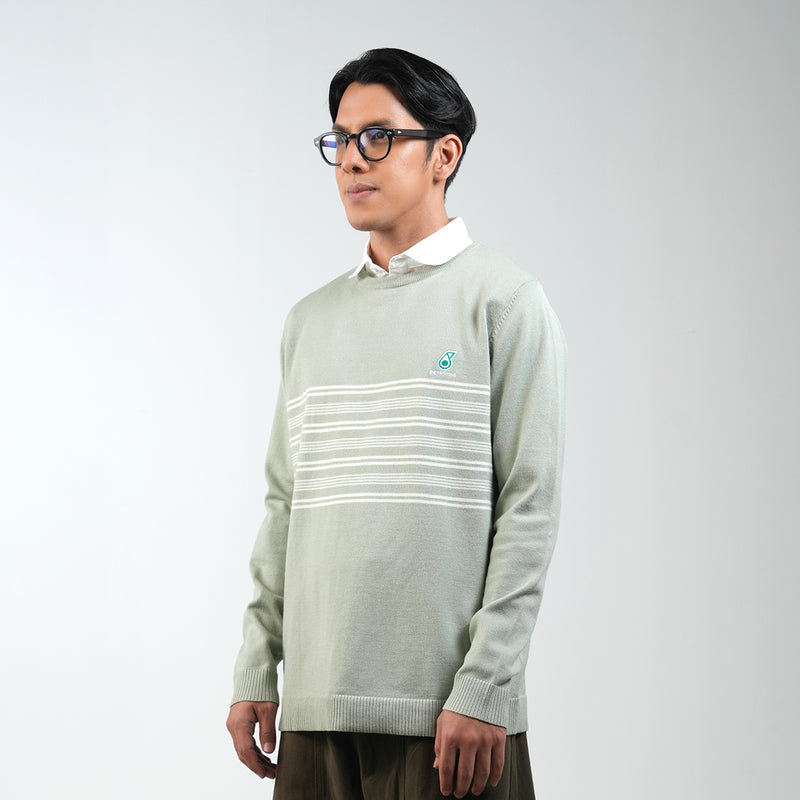 PETRONAS Daily Striped Jumper - Sage Green
