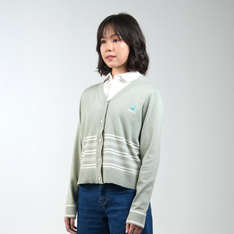 PETRONAS Women's Striped Cardigan - Sage Green