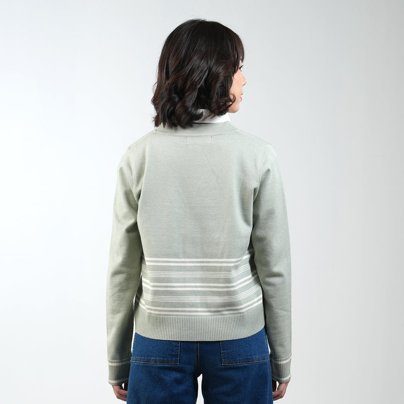 PETRONAS Women's Striped Cardigan - Sage Green