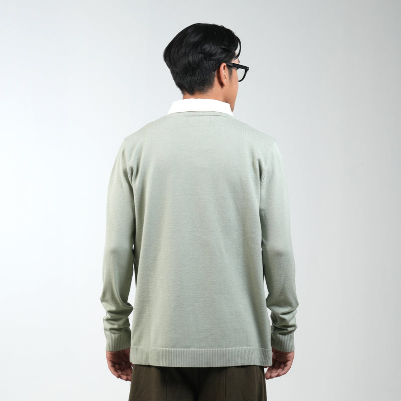 PETRONAS Daily Striped Jumper - Sage Green