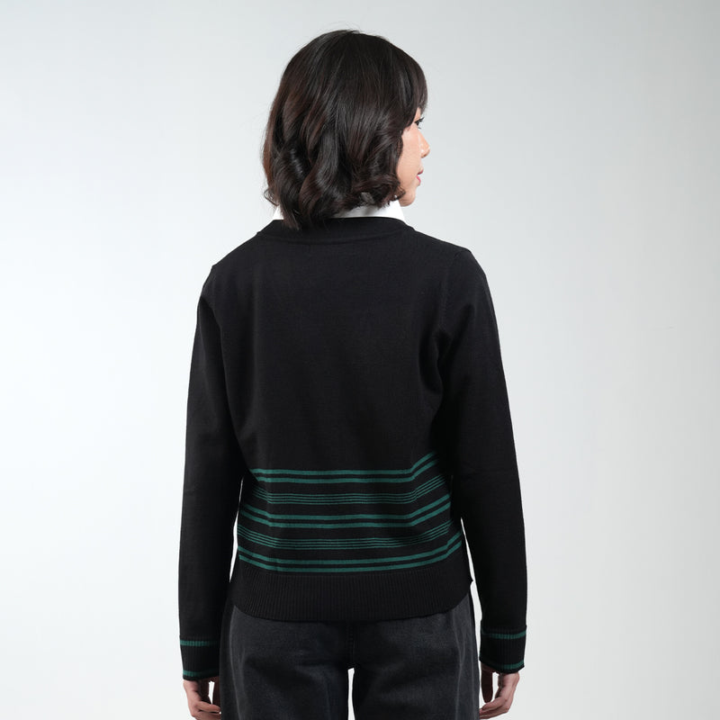 PETRONAS Women's Striped Cardigan - Black