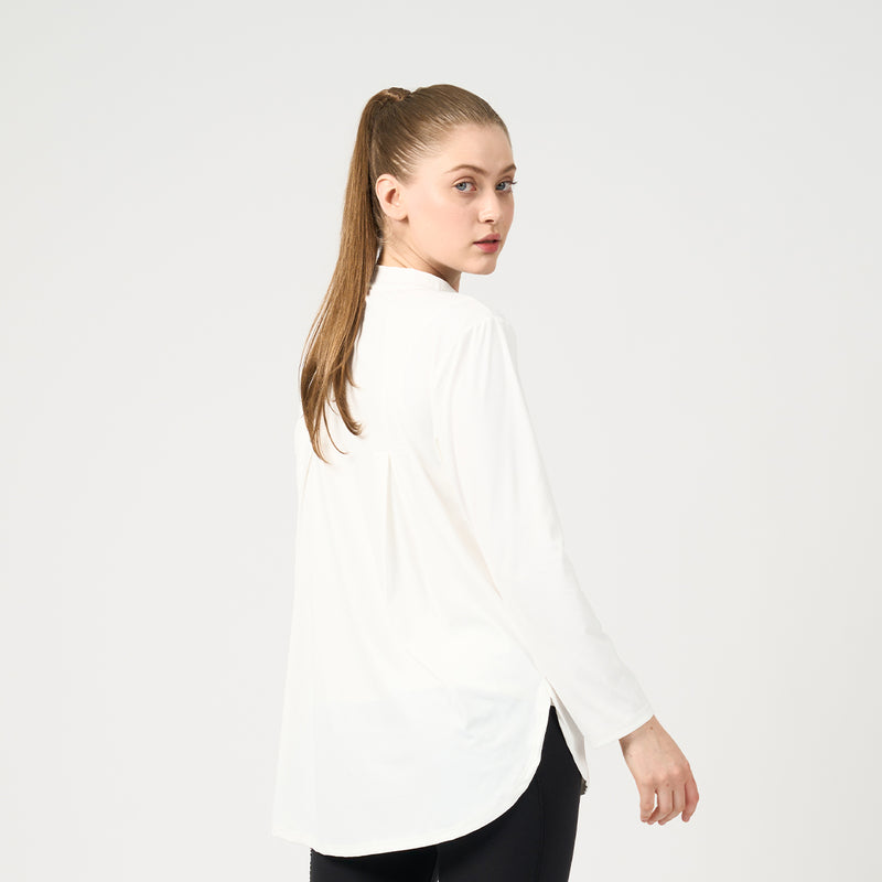 PRYSM Women Activewear Top- White - Long Sleeve