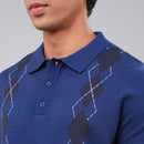 PETRONAS Men’s Diamond-Pattern Polo - Navy