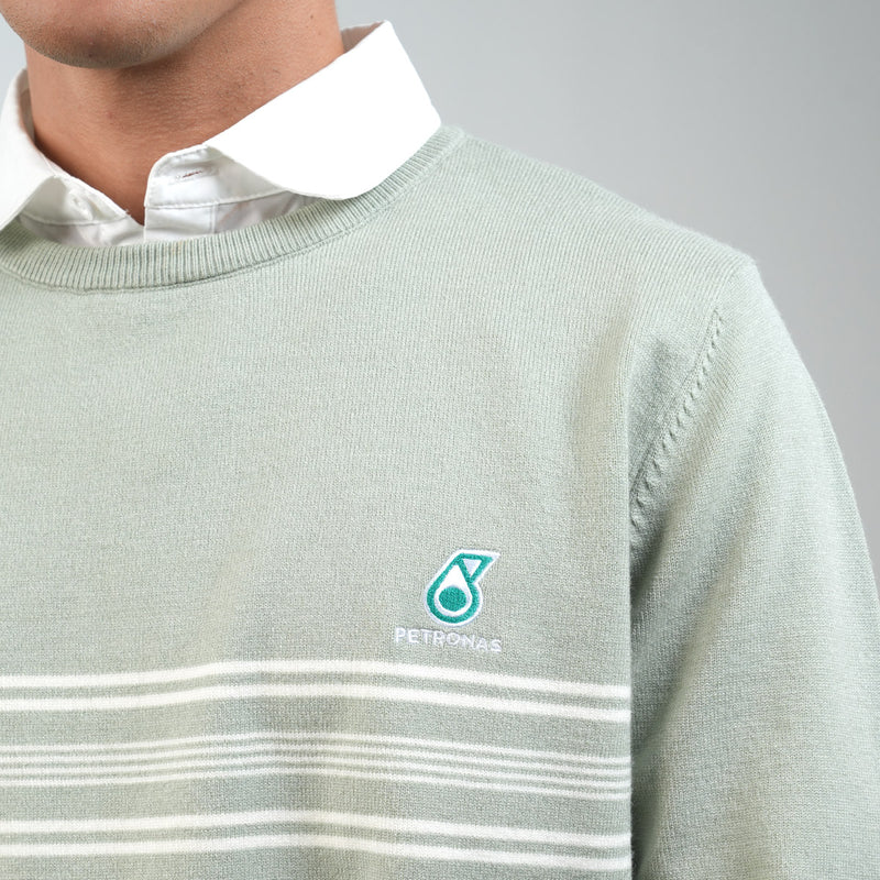 PETRONAS Daily Striped Jumper - Sage Green
