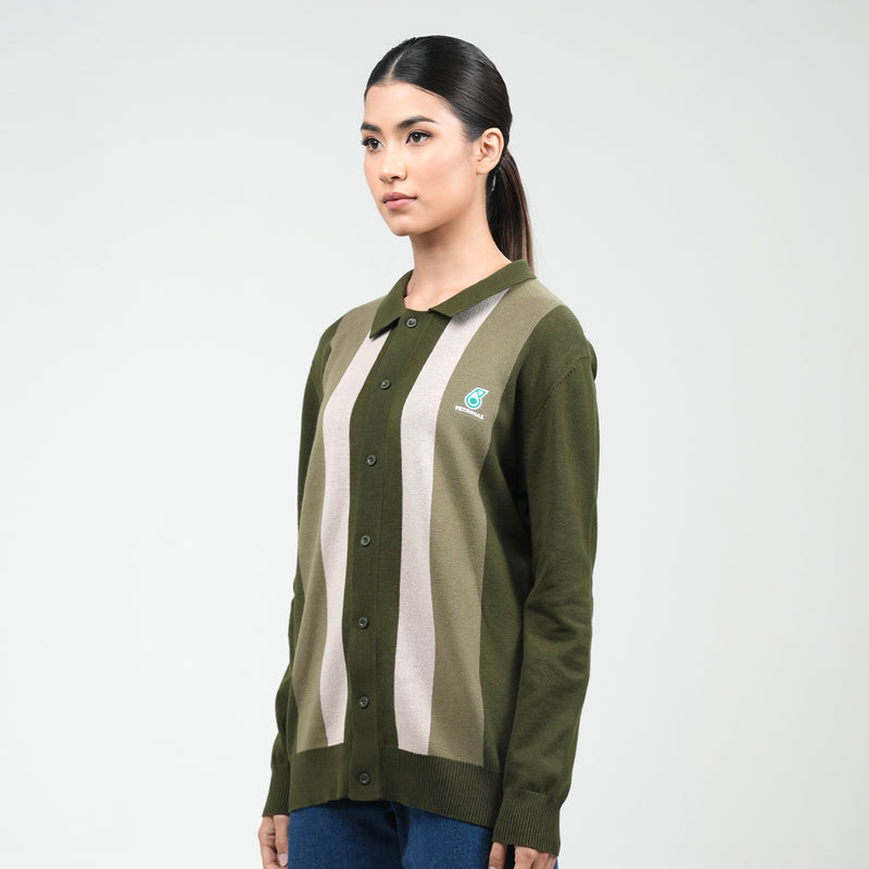 PETRONAS Long Sleeve Cardi Polo - Olive