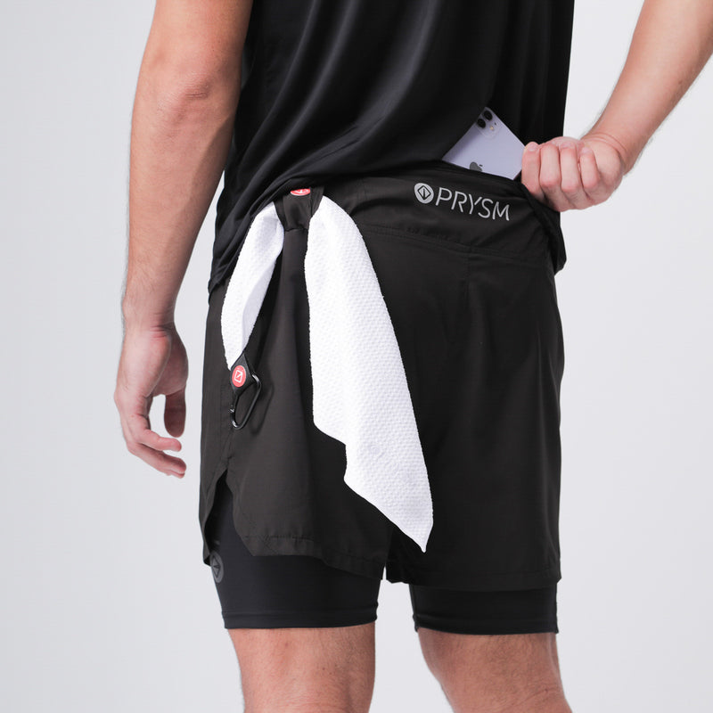 PRYSM Men Running Shorts - With Short Inner - Black