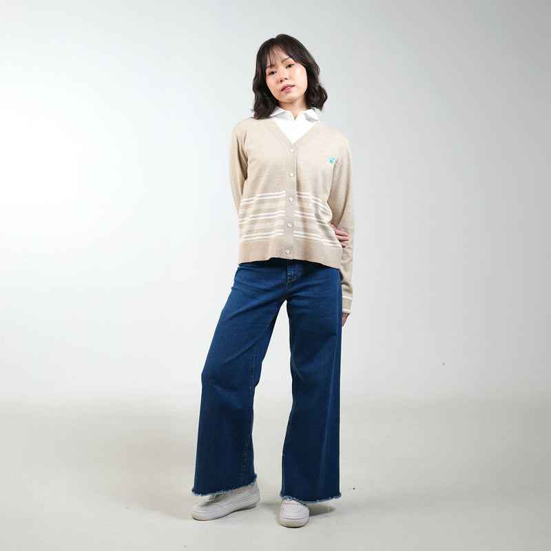 PETRONAS Women's Striped Cardigan - Beige