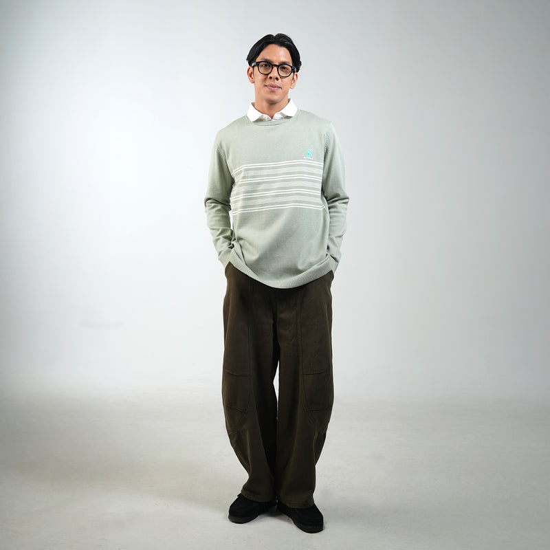 PETRONAS Daily Striped Jumper - Sage Green