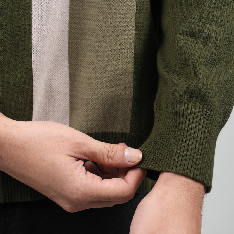 PETRONAS Long Sleeve Cardi Polo - Olive