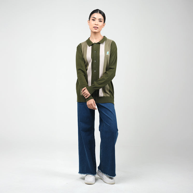 PETRONAS Long Sleeve Cardi Polo - Olive