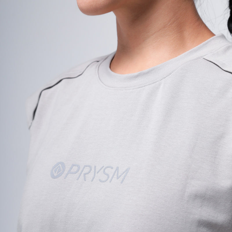 PRYSM Women's Crop Tee - Light Grey